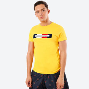 Tommy Hilfiger pánské žluté tričko Box - XL (ZCM)